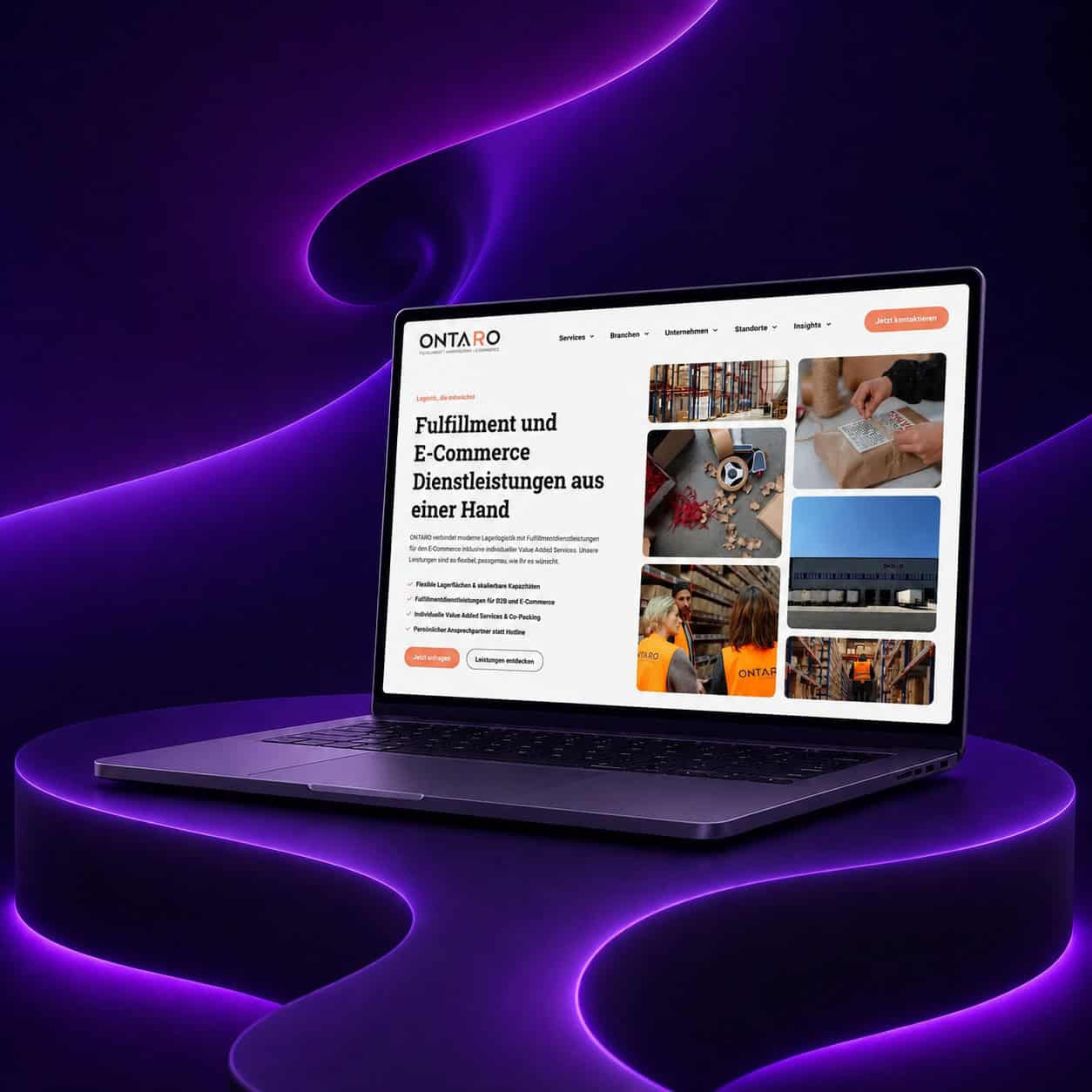 Website der ONTARO GmbH in einer Geräte-Ansicht